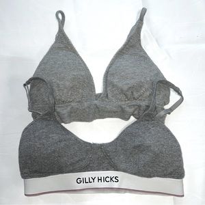 Hollister 2 Pack Gilly Hicks Bralette Bras Grey Comfy Removable Pads